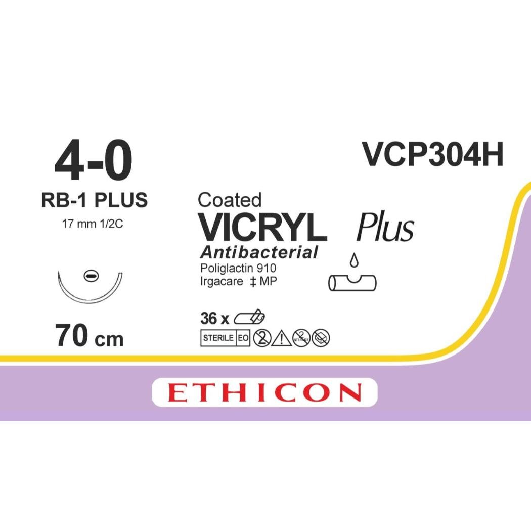 Ethicon Suture Vicryl plus VCP304H 4/0 RB1 36 pz