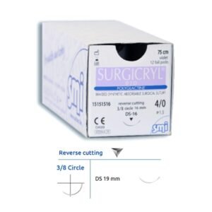 Suture Polypropilene blue 75cm 4/0 3/8 cerchio ago 19mm 12 pz